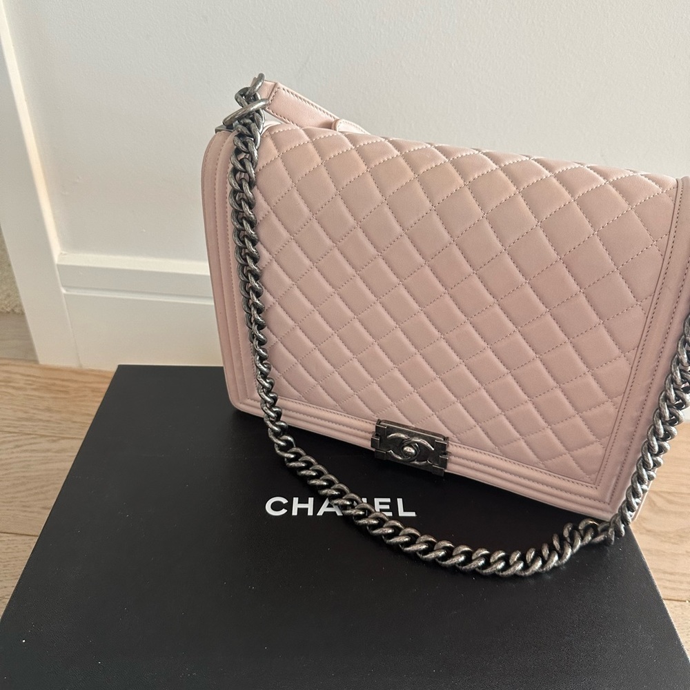 Authentic Large Chanel Lambskin Boy Bag